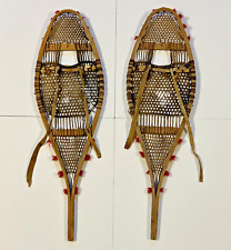 Antique Native American Indian Handmade Snowshoes; 1870's-1900's; Red Tuffs picture