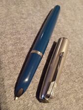 Vintage PARKER 51 Fountain Pen Green Blue Teal Color ~ Complete Good Condition  picture