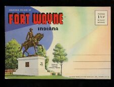 Postcard Folder Indiana IN Fort Wayne fountain air base airport Lrg Letter Linen picture