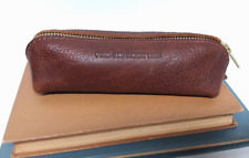 Vintage Portland Leather Goods Pencil Case Zipper Pouch Cognac Brown 7