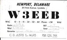 QSL  1953   Newport   Delaware     radio card picture