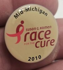 VTG Lapel Pinback Hat Pin Silver Tone Race For The Cure Mid Michigan 2010 picture