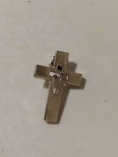 Small Silvertone Religious Cross Tack Lapel Pin picture