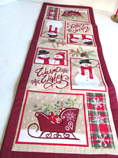 Quilted Table Runner Christmas Sled Snowman  13 x 36