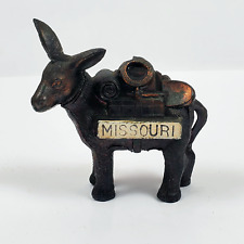 Vintage Missouri Souvenir Cast Metal Donkey Burro Pack Mule Figurine 2.5