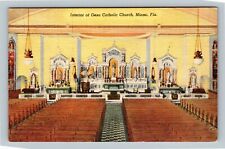 Miami FL, Interior Gesu Catholic Church, Florida Vintage Postcard picture