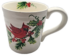Maxcera Christmas Holiday Holly Cardinal Pine Cone Coffee Mug picture