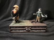 Vintage Cast Iron Golfers Golf Birdie Putt Mechanical Coin Piggy Bank Untested picture