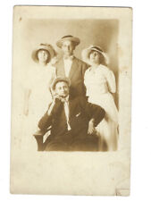 c.1900s Men Women Group With Fedoras Hats RPPC Real Photo Postcard UNPOSTED picture