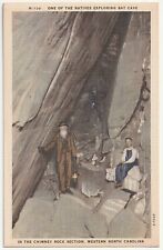 c1930s~Cavers in Bat Cave Chimney Rock Park~North Carolina NC~Vintage Postcard picture