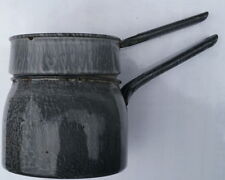 Small Antique Grey Enamelware or Graniteware Double Boiler with Lid picture