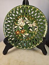 Vintage Hungarian Reticulated Plate Hand Painted Folk Art Eastern European picture
