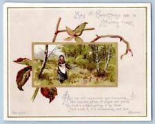 1880-90's VICTORIAN MAY CHRISTMAS BE A HAPPY TIME WORDSWORTH POEM XMAS CARD picture