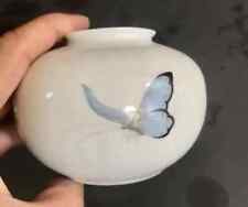 Vintage - Chinese Style Hand Painted Butterfly Porcelain Water Pot White & Blue picture
