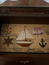 VINTAGE NAUTICAL THEMED WOODEN TRINKET BOX picture