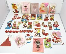 Vintage Lot 30 Paper Valentines Day Cards Teacher Greeting 1960/70s MCM Used picture