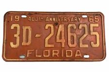 SINGLE FLORIDA LICENSE PLATE -1965- 3D-24625- PINELLAS COUNTY 400th ANNIVERSARY picture
