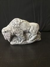 Mt. St. Helens Sculptures Hand Crafted Volcanic Ash Gray Buffalo Figurine picture