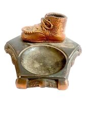 Vintage copper bronze colored metal Baby Shoe Ashtray Trinket Dish picture