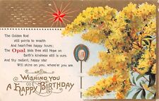 1909 Gem & Flower Birthday Postcard for Month of October With Golden Rod & Opal picture