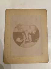 Vintage Kodak No 1 Round Photograph 1890's Woman In Hat Boy Outside Fence Faded picture