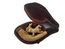 1800's 2 Horse Hand Carved Meercchaum Pipe picture