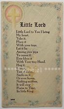 Little Lord, Vintage 1944 Holy Devotional Prayer Card. picture