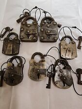 7 Rare Antique 5 Lever Nadeem Prison Padlocks with Keys picture