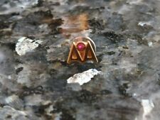 Vintage 1970's Alcoholics Anonymous AA Sobriety Lapel Pin Tie Tack 14k and Ruby picture