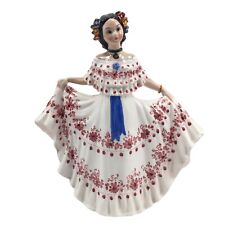 G Girardi Figurine Made in Italy Dancing Lady 10'' Porcelain Ceramic Flare Dress picture