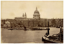 England, London, St Paul's Cathedral from River Thames Vintage Albumen Prin picture