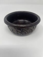 Vintage Small Crarved Wood Bowl Dish Elephant Rhinoceros Safari Trinket Dish picture