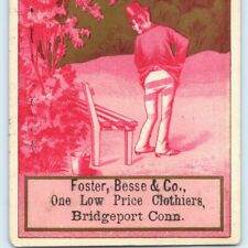 1880s Bridgeport CT Foster Besse Clothier Trade Card Comedy Steam Job Printer C9 picture