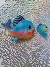Vintage Ceramic Bright Rainbow colored  Mom and Baby Fish  picture