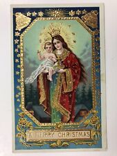 vintage 1910 a merry christmas Mary baby Jessus divided back post card picture