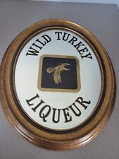 Vintage Wild Turkey Liqueur 14x17  Oval Faux Wood Mirror Man Cave Bar Ware GUC picture