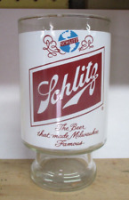 Vtg 1970 s SCHLITZ Milwaukee Beer Bar Brewery Glass 32oz Large Footed 7 3/4