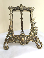 ANTIQUE BRASS FRAME EASEL STYLE ROCOCO SCROLL 9