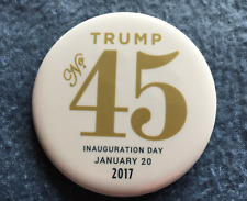 2017 DONALD TRUMP (OFFICIAL) 45TH INAUGURATION DAY (RARE) WHITE PIN BACK BUTTON picture
