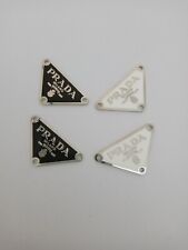 4 Pieces 38mm Prada Logo Triangle with trim  Silver tone Button  Zipperpull picture
