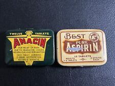 Vintage Anacin and Aspirin Small Tiny Metal Tins picture
