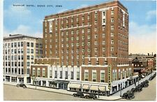 Sioux City Iowa IA Warrior Hotel Old Cars Vintage 1940s Linen Postcard Unposted picture