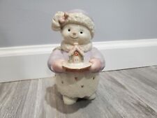Lenox Sweet Snowy Delight 6” Snowman with Lavender Dress, Hat, Gingerbread House picture