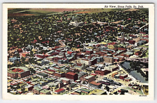 Postcard SD City Aerial Scenic View Buildings Streets Sioux Falls South Dakota picture