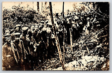 Original Vintage Antique Real Photo Postcard World War 1 Soldiers Forest RPPC picture