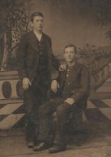 Old Antique Tintype Photo Dressed Up Young Men Friends in Fine Attire Photograph picture