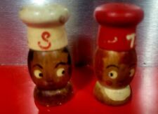 Vintage Small Wooden. Chef’s Heads Salt & Pepper Shakers Made In Japan 2.5