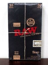 RAW Black Natural Unrefined 1 1/4 (1.25) Cigarette Rolling Papers~24 Packs~NEW picture