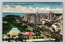 Miami FL-Florida, Looking South On Biscayne Boulevard, Vintage Postcard picture