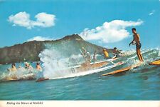 Riding The Waves at Waikiki HI Hawaii Surf Boards Postcard 7167c picture